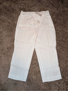 ☘️ NWT Chicos White Linen Pants Size 1, Medium
